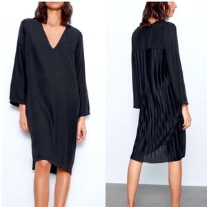 ZARA  Black Pleated Back Tunic Dress